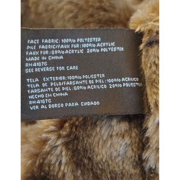 VTG Big Chill Coat Women Zip Up 1X Brown Hooded Suede Winter Faux Fur Jacket - Picture 11 of 11